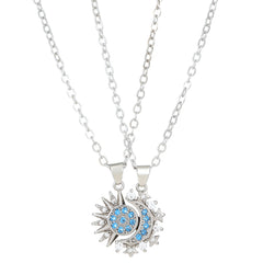 2pcs Necklace Sun And Moon Magnetic Pendant Clavicle Chain Necklace For Couple Lovers