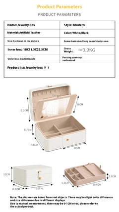 Clamshell Large Capacity Jewelry Box With Sandwich Mirror