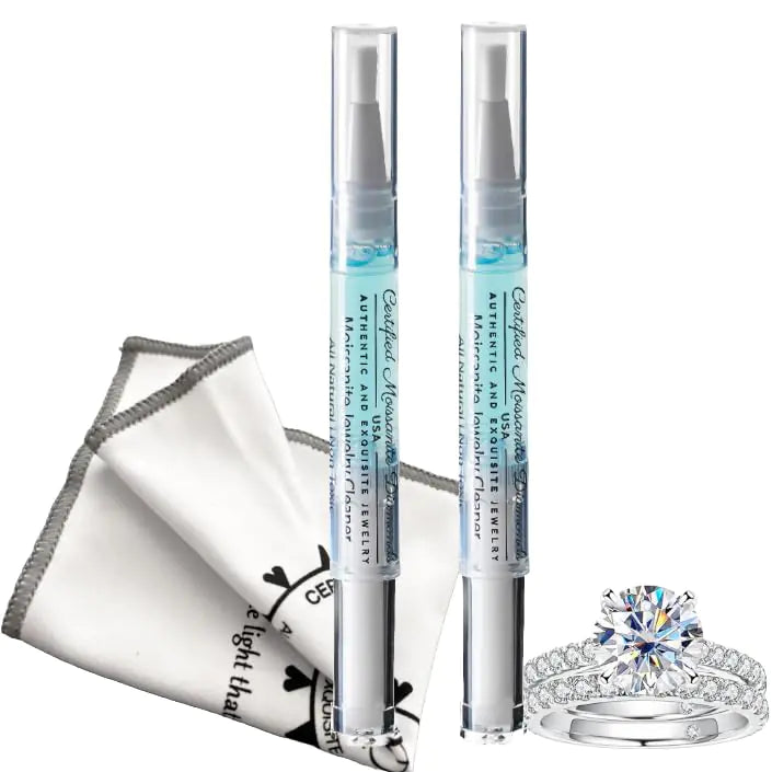 No Rinse Jewelry Cleaner Pen for Moissanites & Diamonds/Non Toxic All Natural/Safe for All Gemstones/ 2 Pack/Made in the USA