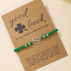 Four Leaf Clover Lucky Charm Bracelet for Women Good Luck Friendship Wish Bracelet for St. Patrick’s Day Party Favor Jewelry