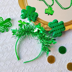 St.Patrick’s Day Hair Hoop Headbands Green Glitters Bows Shamrock Hair Accessories Clover Irish Festival Series Party Decor