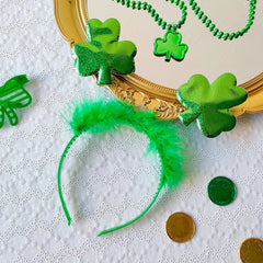 St.Patrick’s Day Hair Hoop Headbands Green Glitters Bows Shamrock Hair Accessories Clover Irish Festival Series Party Decor