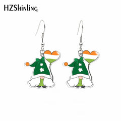 New Cartoon Gnomes st Patrick-day Acrylic Hook Earrings Dangle Drop Earrings Resin Epoxy Jewelry for Women