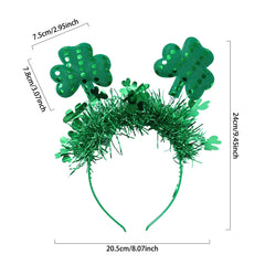 St.Patrick’s Day Hair Hoop Headbands Green Glitters Bows Shamrock Hair Accessories Clover Irish Festival Series Party Decor