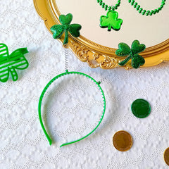 St.Patrick’s Day Hair Hoop Headbands Green Glitters Bows Shamrock Hair Accessories Clover Irish Festival Series Party Decor