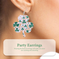 4 Pairs Earrings for Women Studs Party Parkrit's Day Teardrop St Patrick’s Green Fashion Jewelry Dating