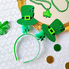 St.Patrick’s Day Hair Hoop Headbands Green Glitters Bows Shamrock Hair Accessories Clover Irish Festival Series Party Decor