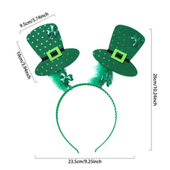 St.Patrick’s Day Hair Hoop Headbands Green Glitters Bows Shamrock Hair Accessories Clover Irish Festival Series Party Decor