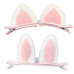 Easter Bunny Ears Hair Clip Baby Girl Cat Ear Hair Clips Hair Pin 4 pcs Women Girls Easter Day Hair Accessories TSFJ31 (Pink)