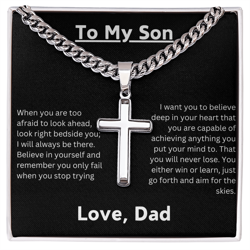 To My Son - Linked Chain with Engraved Cross