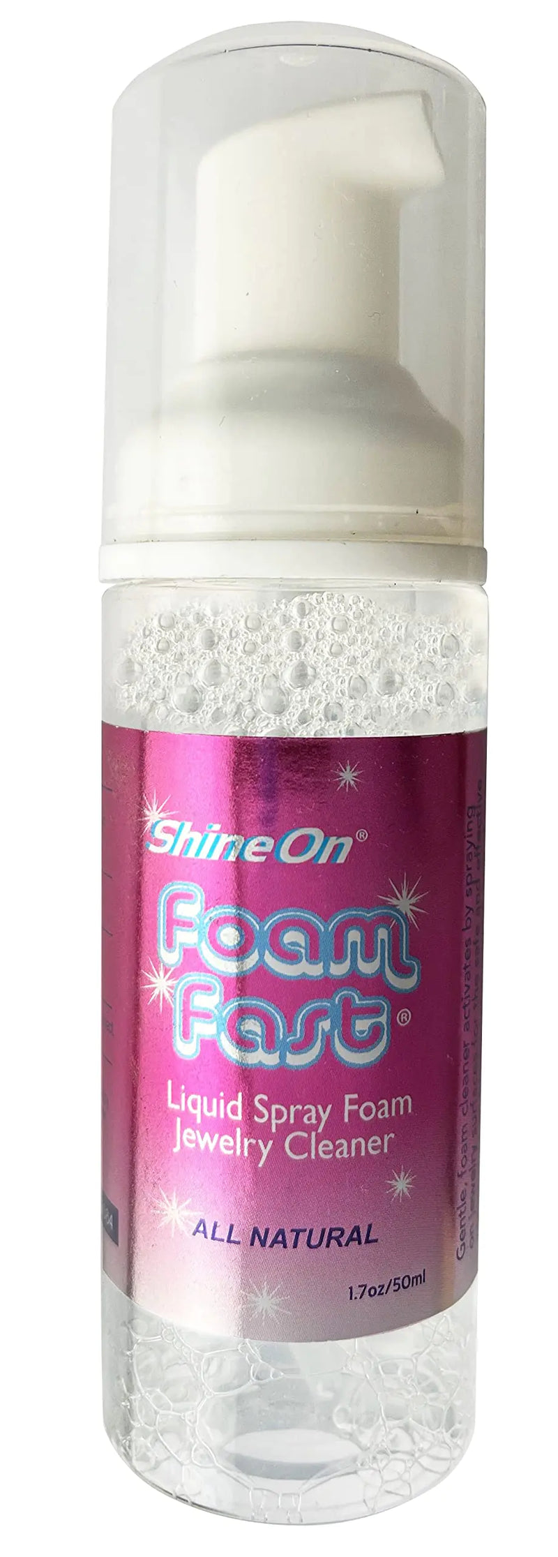 ShineOn Foam Fast Liquid Spray Foam Jewelry Cleaner for Gemstones Diamonds Gold Silver Platinum and Tight Prong Settings Made in USA. 2-pack!