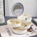 1pc Jewelry Stand Holder; Jewelry Display Tray; Jewelry Storage Box Multilayer Rotating Plastic Jewelry Stand Earrings Ring Box Cosmetics Beauty Container Organizer With Mirror