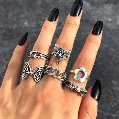 Gothic Chain Rings Set